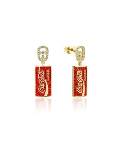 Coke Can Crystal Earrings Gold
